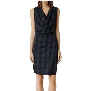 All Saints Liebe Check Wrap Dress Size 0 Women's